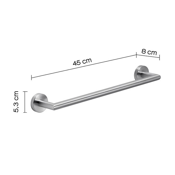 KIAMAMI VALENTINA - Porte-Serviettes Mural De 45 Cm En Acier Chromé Brossé | Loto - large