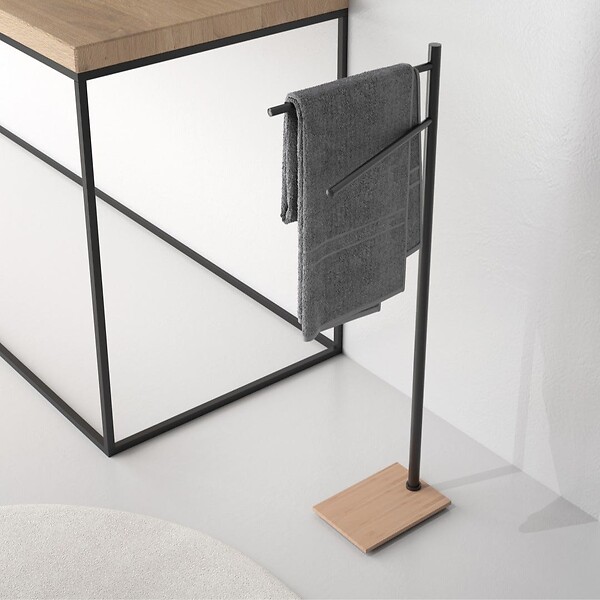KIAMAMI VALENTINA - Porte-Serviettes En Acier Noir Et Bambou  | Silene - large