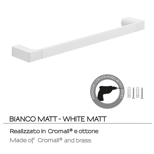 KIAMAMI VALENTINA - Porte-Serviettes 45 Cm Blanc Mat Laiton Chromé - Fixation Avec Vis Incluses | Giacinto - large