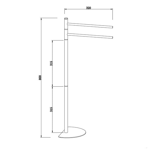 KIAMAMI VALENTINA - Porte-Serviettes Chromé À 2 Bras Avec Base En Demi-Lune - large