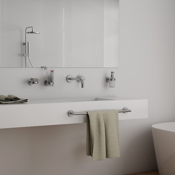 KIAMAMI VALENTINA - Porte-Serviettes Mural De 60 Cm En Acier Chromé Brossé | Loto - large