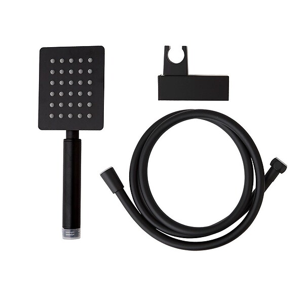 KIAMAMI VALENTINA - Set De Douche Avec Support Et Pommeau De Douche Carré Noir Mat - large