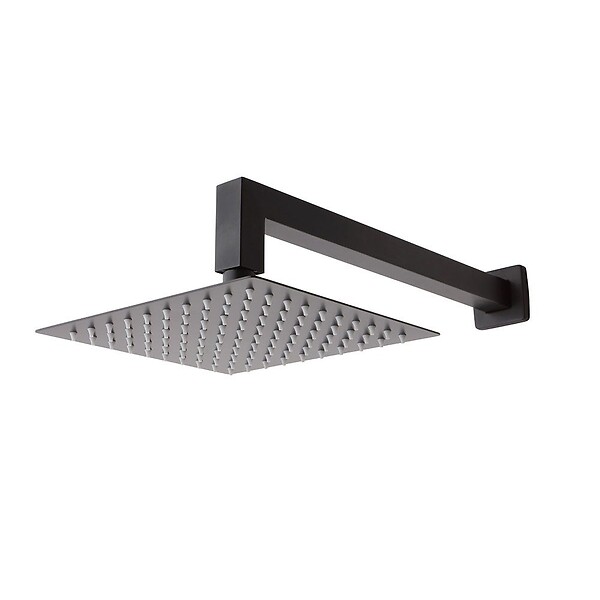 KIAMAMI VALENTINA - Set De Douche Complet: Pomme Haute, Support Mural, Ensemble De Douche En Noir Mat - large