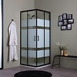 KIAMAMI VALENTINA - Cabine De Douche 70X70 Profilés Noirs Et Verre Sérigraphié 6Mm | City - vignette