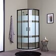 KIAMAMI VALENTINA - Cabine De Douche Semi-Circulaire 80X80 Verre Sérigraphié Cadre Noir Mat | City - vignette