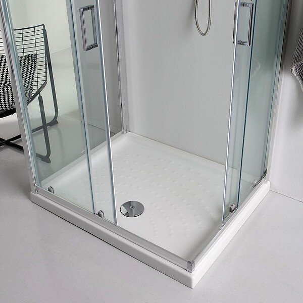 KIAMAMI VALENTINA - Cabine De Douche 3 Faces 80X80x80 2 Faces Coulissantes Et Une Face Fixe Verre 6Mm - large