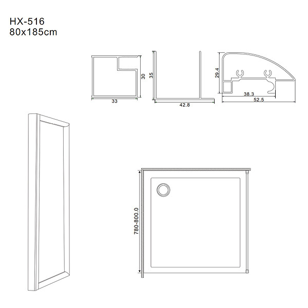 KIAMAMI VALENTINA - Porte De Douche En Niche  Avec Porte Fixe 160X80 Cm Verre Transparent | Giada - large
