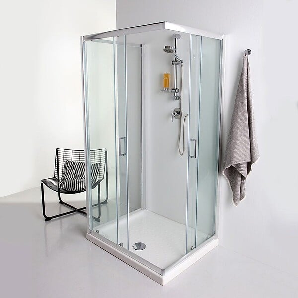KIAMAMI VALENTINA - Cabine De Douche À 3 Côtés 70X70x70 Avec Deux Côtés Coulissants Et Un Côté Fixe - large