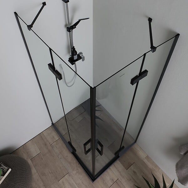 KIAMAMI VALENTINA - Cabine De Douche Noire 90X70 Verre Clair 6Mm Sans Profilés | London - large