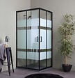 KIAMAMI VALENTINA - Cabine De Douche Coulissante 100X80 Noir Mat Avec Portes Sérigraphiées | City - vignette