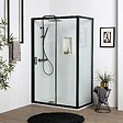 KIAMAMI VALENTINA - Porte De Douche Niche 130 Cm + Côté Fixe 80 Cm H: 190 Cm Avec Cadre Noir Mat | City - vignette