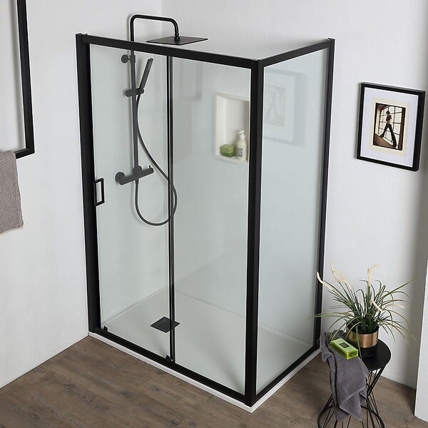 KIAMAMI VALENTINA - Porte De Douche Niche 100 Cm Porte Coulissante + Paroi Fixe 70 Cm | City - large