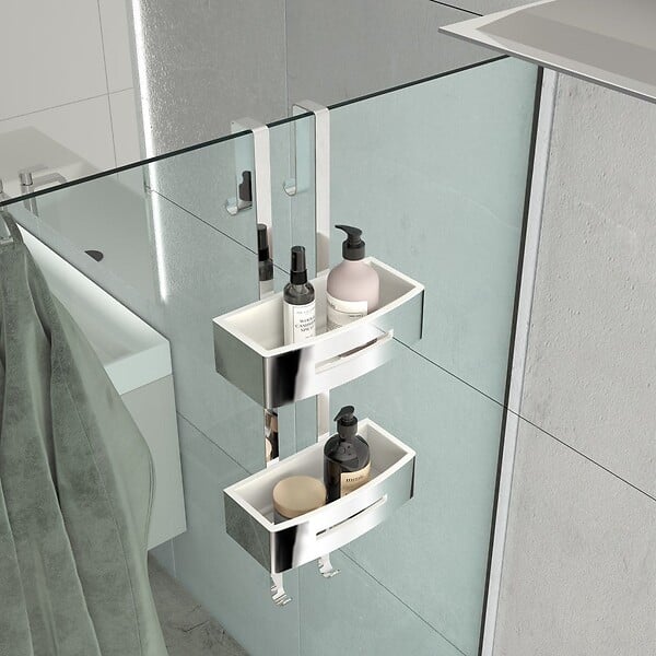 KIAMAMI VALENTINA - Grille De Douche À Suspendre En Acier Chromé/Blanc | Peonia - large