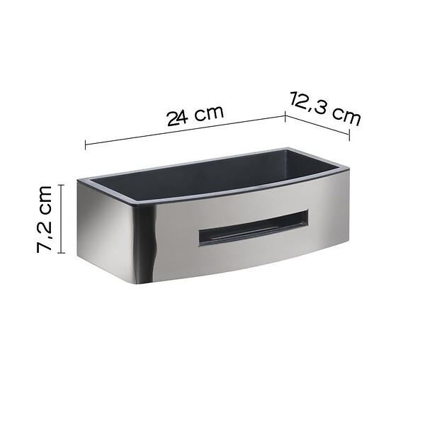 KIAMAMI VALENTINA - Porte Objets Pour Cabine De Douche En Acier Chromé Avec Insert Noir | Peonia - large