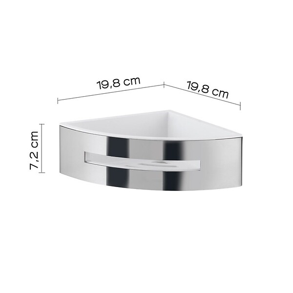 KIAMAMI VALENTINA - Porte-Objets De Douche D'angle Acier Chromé Intérieur Blanc  | Peonia - large