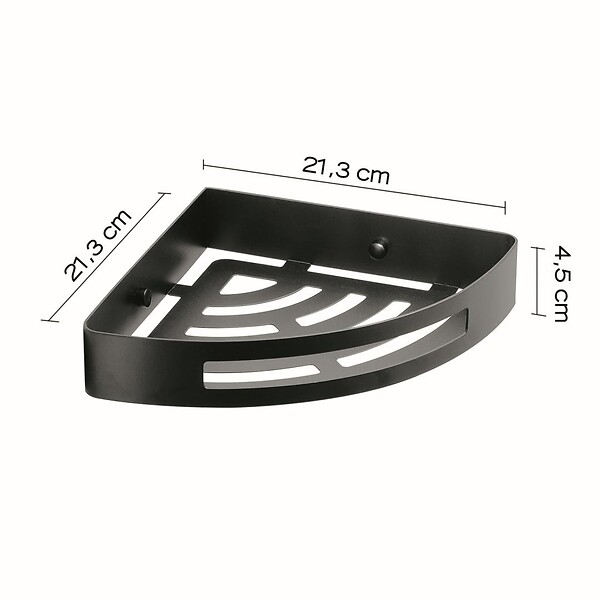 KIAMAMI VALENTINA - Porte-Objets D'angle Pour Douche En Acier Noir Mat | Tasso - large