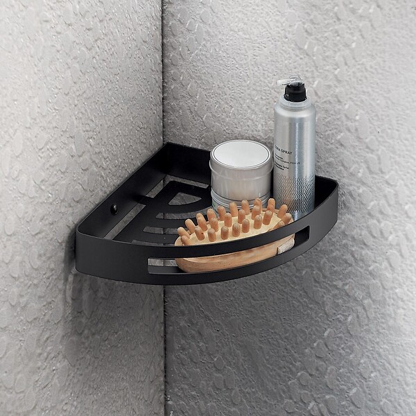 KIAMAMI VALENTINA - Porte-Objets D'angle Pour Douche En Acier Noir Mat | Tasso - large