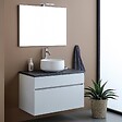KIAMAMI VALENTINA - Meuble De Salle De Bains Sous Vasque 80Cm Suspendu Moderne Blanc Et Anthracite | Sole - vignette