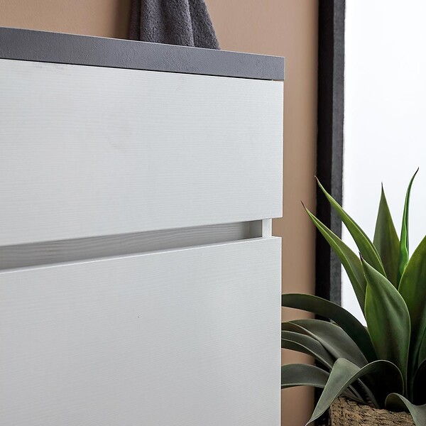 KIAMAMI VALENTINA - Meuble De Salle De Bains Sous Vasque 80Cm Suspendu Moderne Blanc Et Anthracite | Sole - large