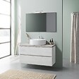 KIAMAMI VALENTINA - Meuble Sous Vasque 100Cm Chêne Blanc Et Beton, Vasque À Poser | Elba - vignette