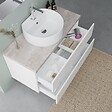 KIAMAMI VALENTINA - Meuble Sous Vasque 100Cm Chêne Blanc Et Beton, Vasque À Poser | Elba - vignette