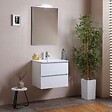 KIAMAMI VALENTINA - Meuble Salle De Bains Suspendu 60 Cm Gain De Place Blanc Effet Bois | Berlin - vignette