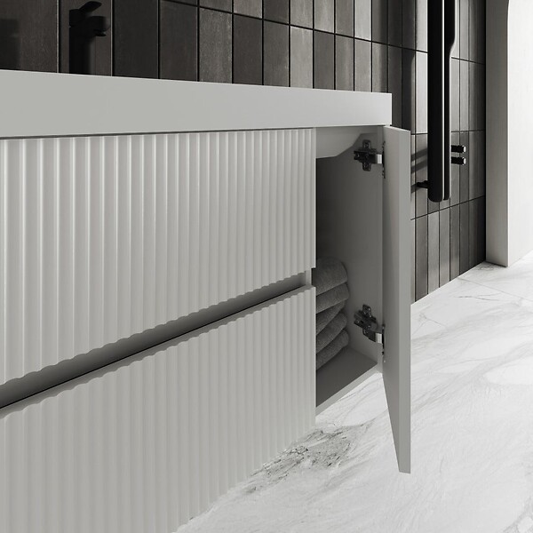 KIAMAMI VALENTINA - Meuble De Salle De Bain Suspendu 100Cm Blanc Mat | Cortina - large