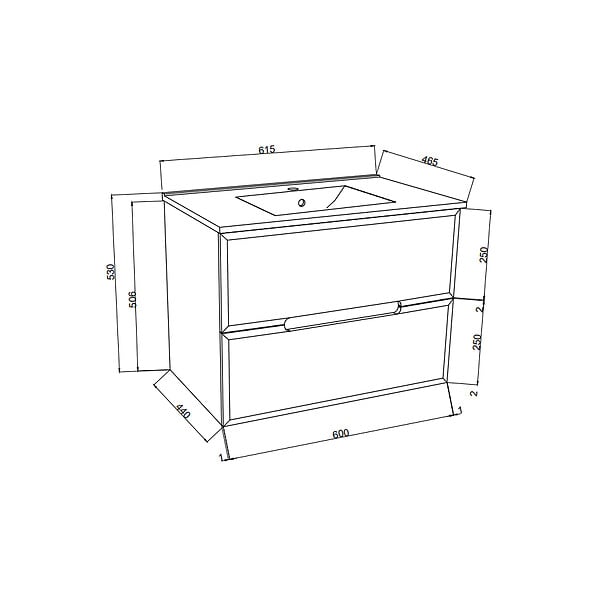 KIAMAMI VALENTINA - Meuble De Salle De Bain Tiroirs Blanc Mat, Côtés En Bois Chêne Gris | Magnolia - large