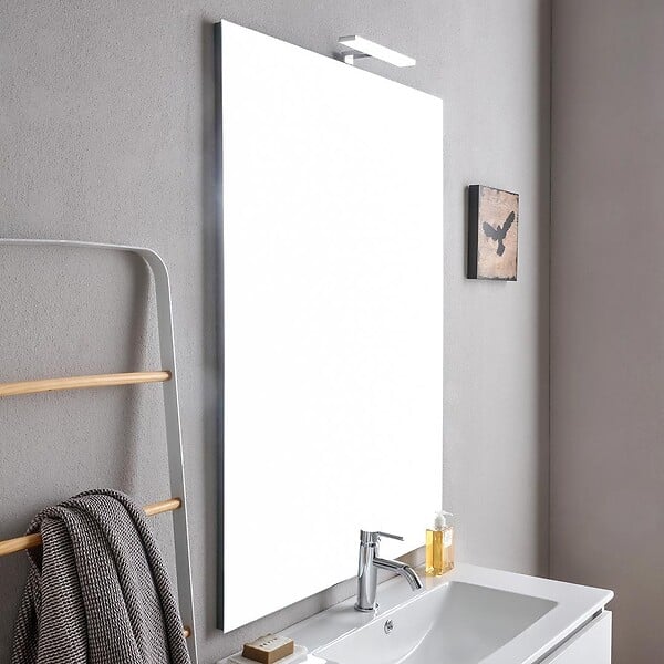 KIAMAMI VALENTINA - Meuble De Salle De Bains Suspendu 80Cm 2 Tiroirs Blanc Avec Miroir 80X110 | Bilbao - large