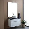 KIAMAMI VALENTINA - Meuble De Salle De Bains Suspendu 80Cm Blanc Avec Top Anthracite | Sole - vignette