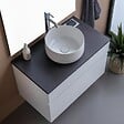 KIAMAMI VALENTINA - Meuble De Salle De Bains Suspendu 80Cm Blanc Avec Top Anthracite | Sole - vignette