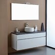 KIAMAMI VALENTINA - Meuble Sous-Vasque De Salle De Bain 120Cm Blanc En Bois Avec Plateau Anthracite | Sole - vignette