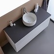 KIAMAMI VALENTINA - Meuble Sous-Vasque De Salle De Bain 120Cm Blanc En Bois Avec Plateau Anthracite | Sole - vignette