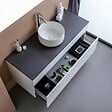 KIAMAMI VALENTINA - Meuble Sous-Vasque De Salle De Bain 120Cm Blanc En Bois Avec Plateau Anthracite | Sole - vignette