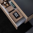 KIAMAMI VALENTINA - Meuble De Salle De Bain Cm120 En Chêne Aspect Bois Avec Lavabo Noir Mat Et Miroir | Sole - vignette