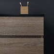 KIAMAMI VALENTINA - Meuble De Salle De Bain Cm120 En Chêne Aspect Bois Avec Lavabo Noir Mat Et Miroir | Sole - vignette