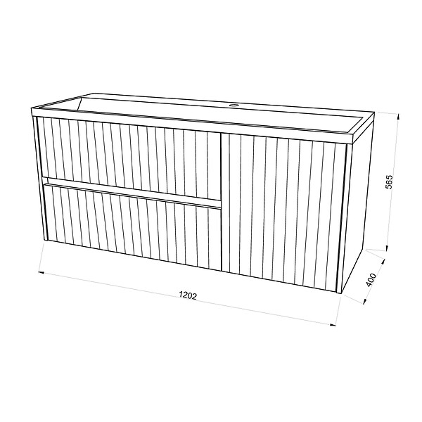 KIAMAMI VALENTINA - Meuble De Salle De Bain 120Cm En Chêne Cannelé Sans Miroir | Cortina - large