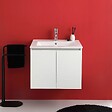 KIAMAMI VALENTINA - Meuble De Salle De Bain Suspendu 60Cm Avec 2 Portes Blanc Export Et Lavabo | Bilbao - vignette