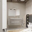 KIAMAMI VALENTINA - Meuble De Salle De Bain Tiroirs Gris Mat, Côtés En Chêne Blanc 100Cm | Magnolia - vignette