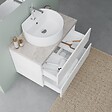 KIAMAMI VALENTINA - Meuble-Lavabo Suspendu 80Cm Chêne Blanc Et Beton, Meuble Lavabo | Elba - vignette