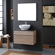 KIAMAMI VALENTINA - Meuble De Salle De Bains Suspendu 80Cm Avec Plateau En Bois Anthracite Pour Lavabo À Poser | Sole - vignette