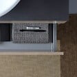 KIAMAMI VALENTINA - Meuble De Salle De Bains Suspendu 80Cm Avec Plateau En Bois Anthracite Pour Lavabo À Poser | Sole - vignette