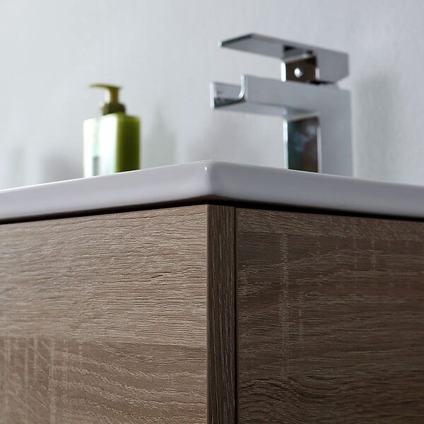 KIAMAMI VALENTINA - Meuble De Salle De Bains De 120 Cm Avec Double Lavabo En Chêne Well Suspendu | Sole - large