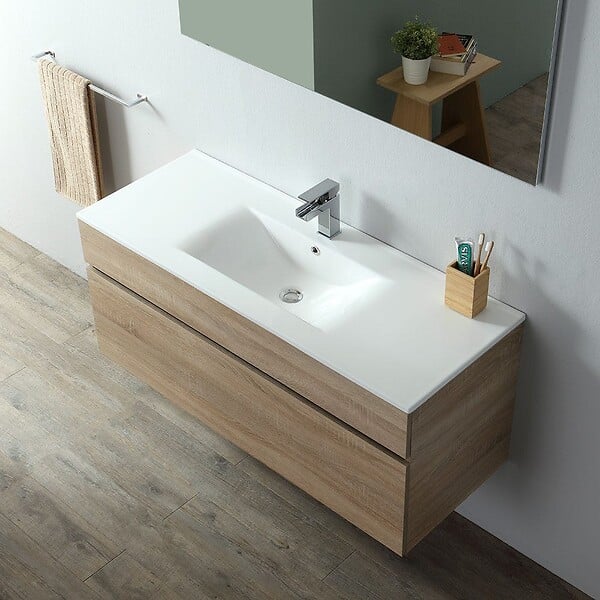 KIAMAMI VALENTINA - Meuble De Salle De Bain 120 Cm En Chêne Well Suspendu | Sole - large