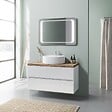 KIAMAMI VALENTINA - Meuble De Salle De Bain Blanc Brillant 100Cm Lavabo À Poser Et Miroir À Led | Elba - vignette