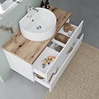 KIAMAMI VALENTINA - Meuble De Salle De Bain Blanc Brillant 100Cm Lavabo À Poser Et Miroir À Led | Elba - vignette