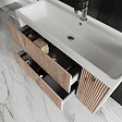 KIAMAMI VALENTINA - Meuble De Salle De Bain Suspendu 100Cm Chêne Doré Sans Miroir | Cortina - vignette
