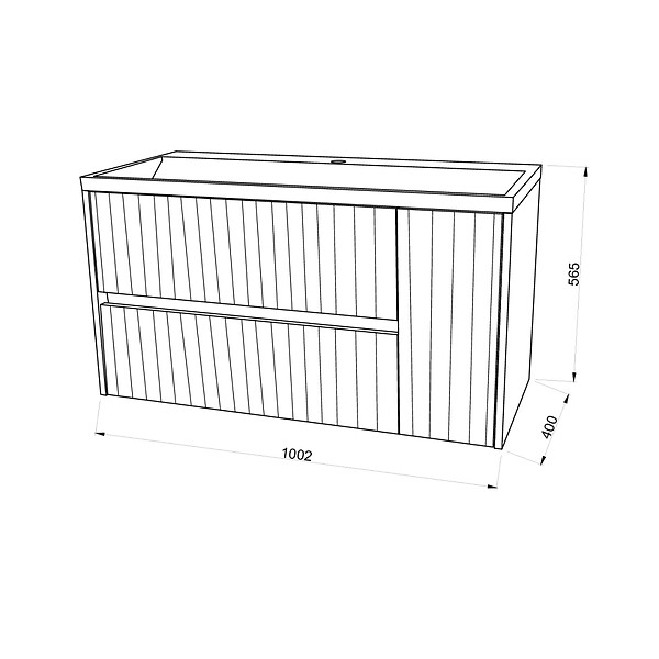 KIAMAMI VALENTINA - Meuble De Salle De Bain Suspendu 100Cm Chêne Doré Sans Miroir | Cortina - large