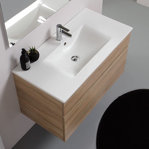 KIAMAMI VALENTINA - Armoire De Salle De Bain Murale 90 Cm Well En Chêne | Sole - large