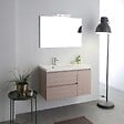 KIAMAMI VALENTINA - Meuble De Salle De Bains Suspendu De 90Cm Avec Lavabo A Gauche, Profondeur De 39Cm | Malaga - vignette